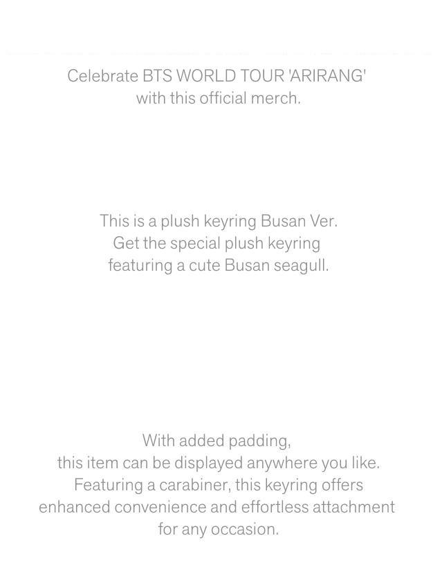 [PRE-ORDER] (BUSAN/LONDON) Plush Keyring BTS WORLD TOUR ARIRANG In PARIS MD