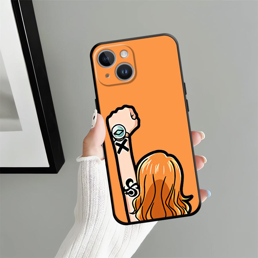 Black Soft Phone Cover Case for iPhone 7 8 15 16 14 Plus XS Max 13 12 11 17 Pro Max XR Air Cartoon Ones Pieces Luffys Zoros