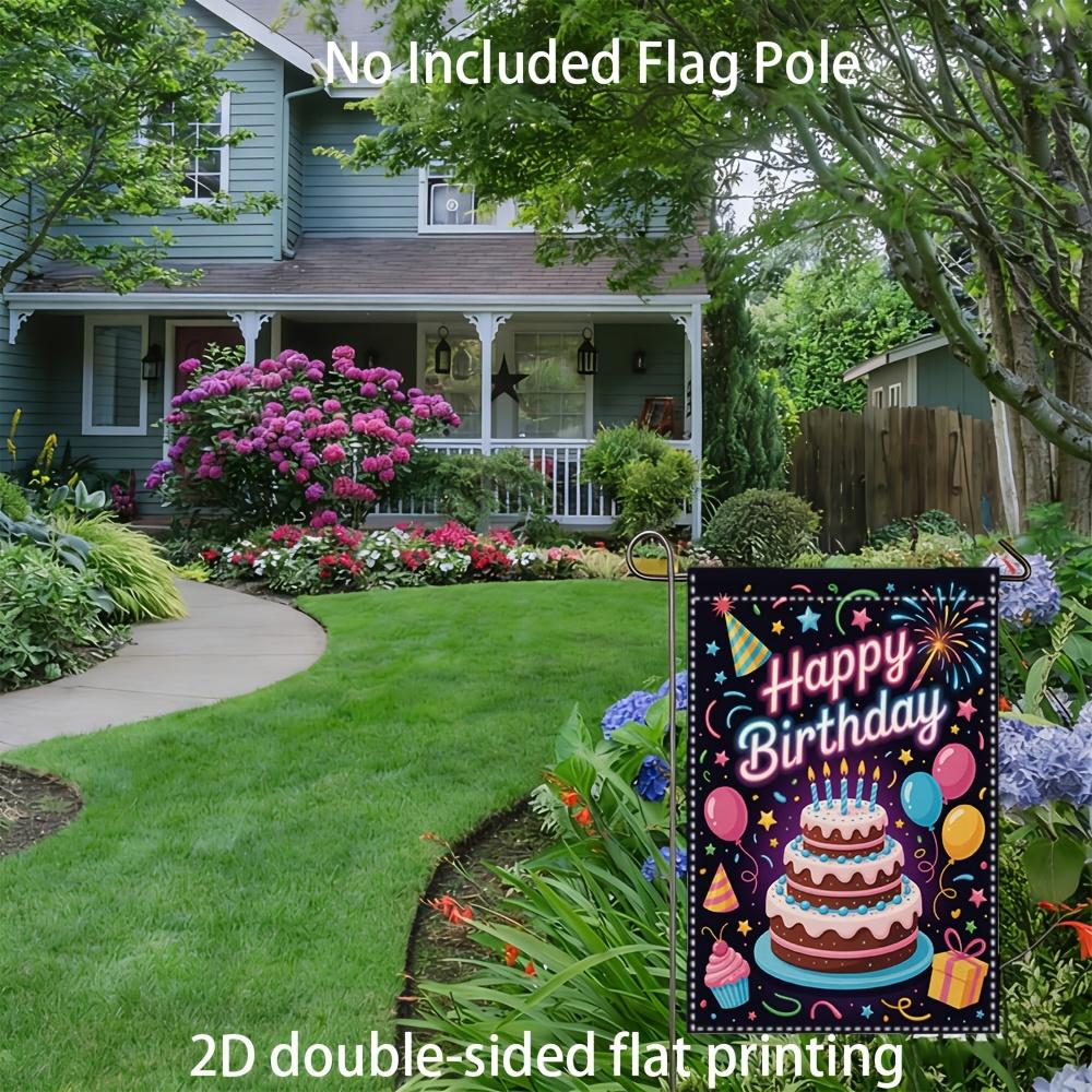 1pc Happy Birthday Cake Garden Flag - Double-Sided, 30.48x45.72 cm, Outdoor Courtyard Decor