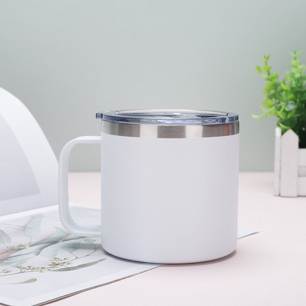 Double-layer Handle Mug 12oz/14oz Mini Vacuum Cup Practical Gift Coffee Mug  Milk