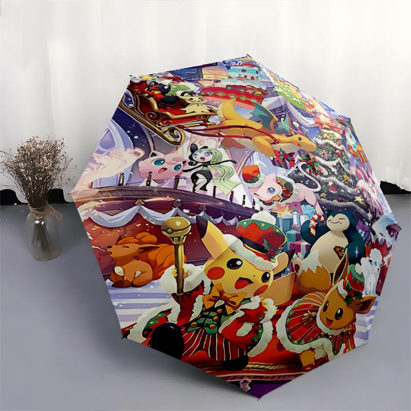 1pc Christmas Celebration Pattern Automatic Umbrella is Fashionable and Good-Looking, Suitable for Travel and Daily Use.J014