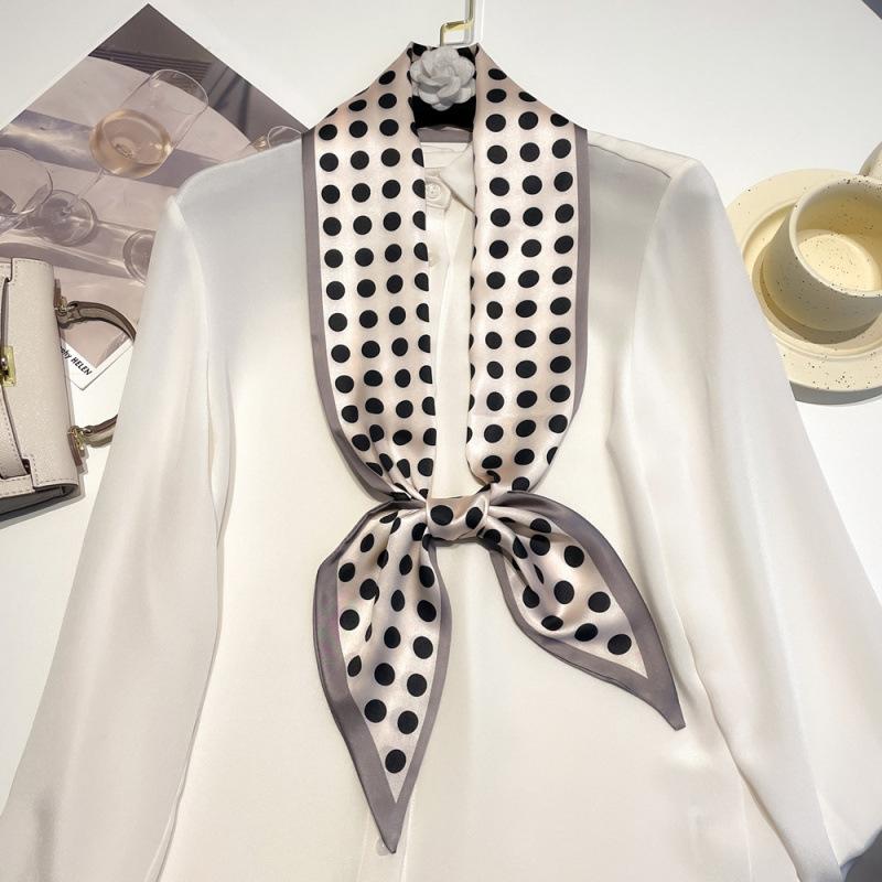 New Summer Small Long Striped Silk Scarf for Women with Versatile Extra Long Hair Strap Scarf Korean Diamond Strap Streamer