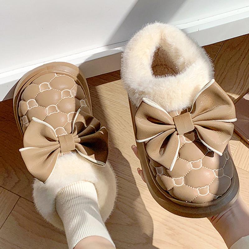 Women Snow Boots for Cute Butterfly Fluffy Botas Autumn Print Bear Thick Bottom Platform Boots Outdoor Comfort Warm Cottom Shoes