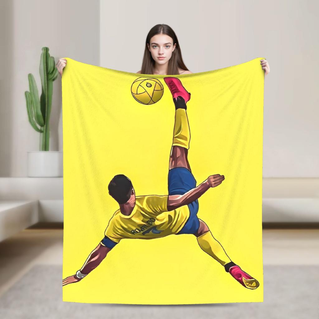 C Ronaldos Football Soccer Blankets  Flannel Funny Breathable Throw Blankets for Home  Winter