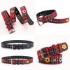 Hip Hop Inspired Patterned Faux Leather Waist Belt With Pin Closure For Streetwear