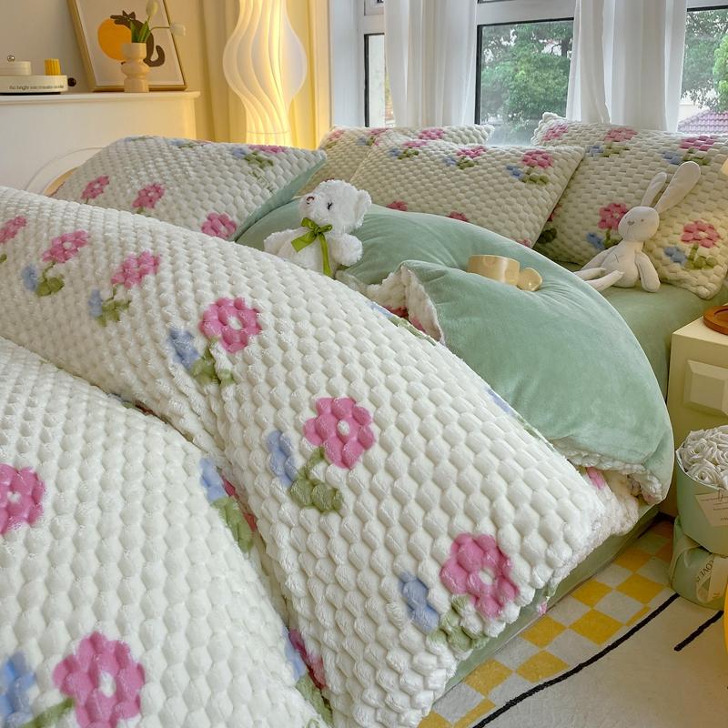 Gray Warm Milk Velvet Duvet Cover Autumn and Winter Thick Comforter Cover Children Adult Bedroom Solid Color Single Duvet Covers