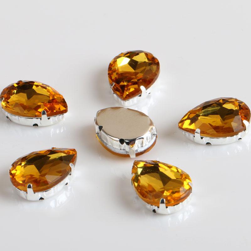 

20 шт. стеклянных бусин со стразами в виде капель воды, швейные принадлежности для аппликации на одежду своими руками жёлтый