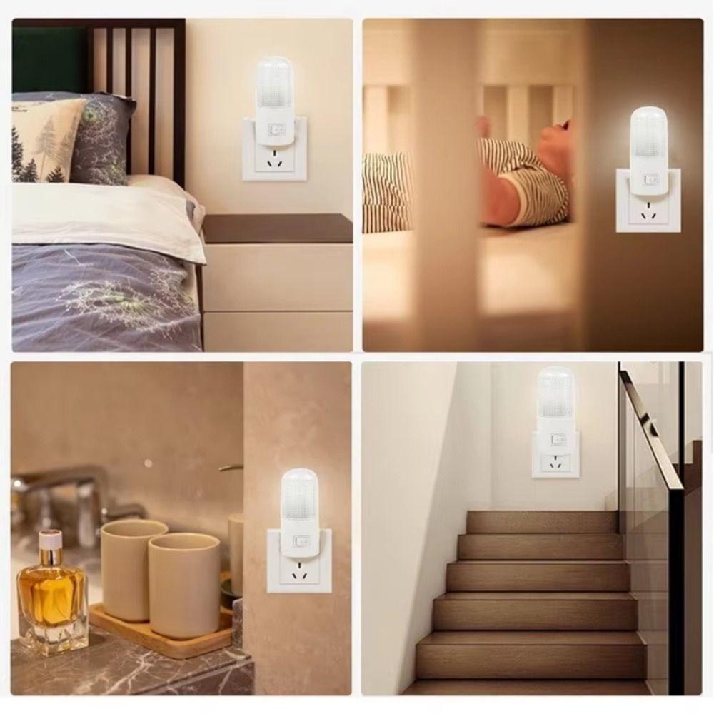 3W Plug-in Night Light Energy-saving with Switch European Standard Night Light Soft Glow White LED Bedside Lamp