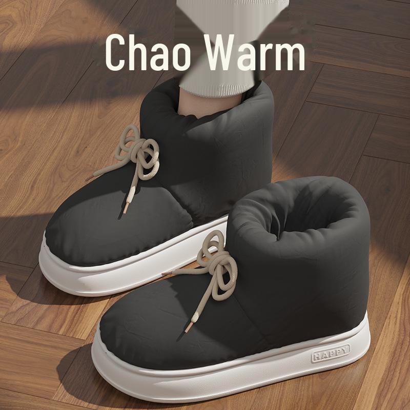 Cozy Thick-Soled Cotton Slippers for Couples, Non-Slip, Velvet-Lined, Perfect for Indoor Winter Warmth.