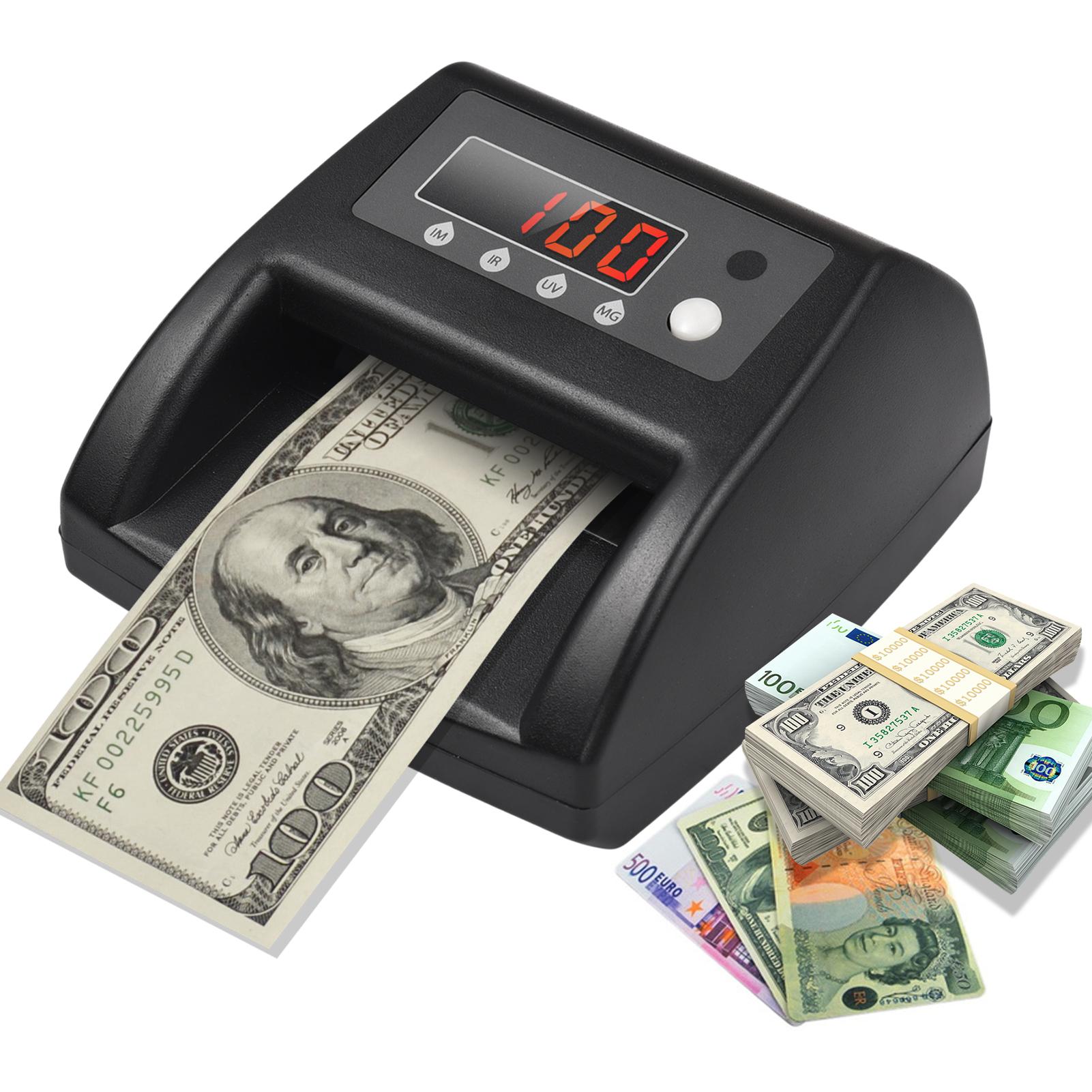 Détecteur De Faux Billets + Compteur Automatique - UV, Magnétique, IR - Euro & USD - Rechargeable