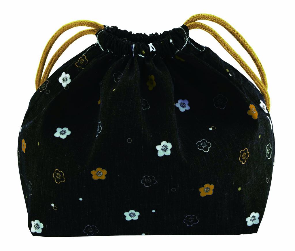 Pojemnik na lunch Asvel z motywem śliwy "Lantas", dwupoziomowy, czarny, SS-T620