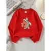 European Sizes Girls' Long-Sleeve Round Neck Sweatshirt "Turtle Hibiscus" Print, Spring/Autumn, Casual, Daily & Sports.