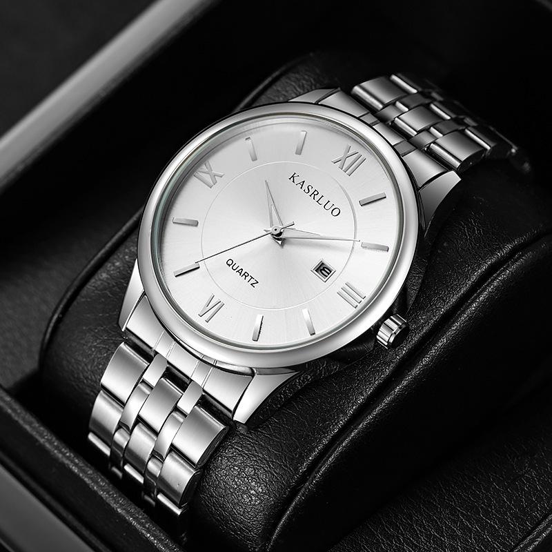 Men'S Watch Adult Student Business Casual Fashion Calendar Steel Belt Men'S Watch Waterproof 30M