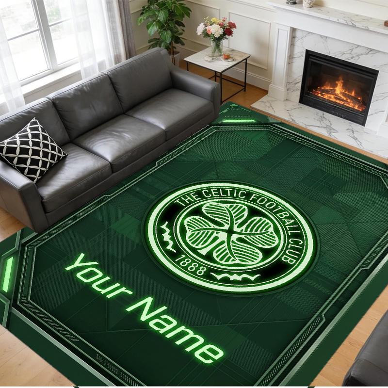 Crystal Velvet Rug Custom Name Text, Soft Non Slip Floor Mat Home DecorCeltic FC