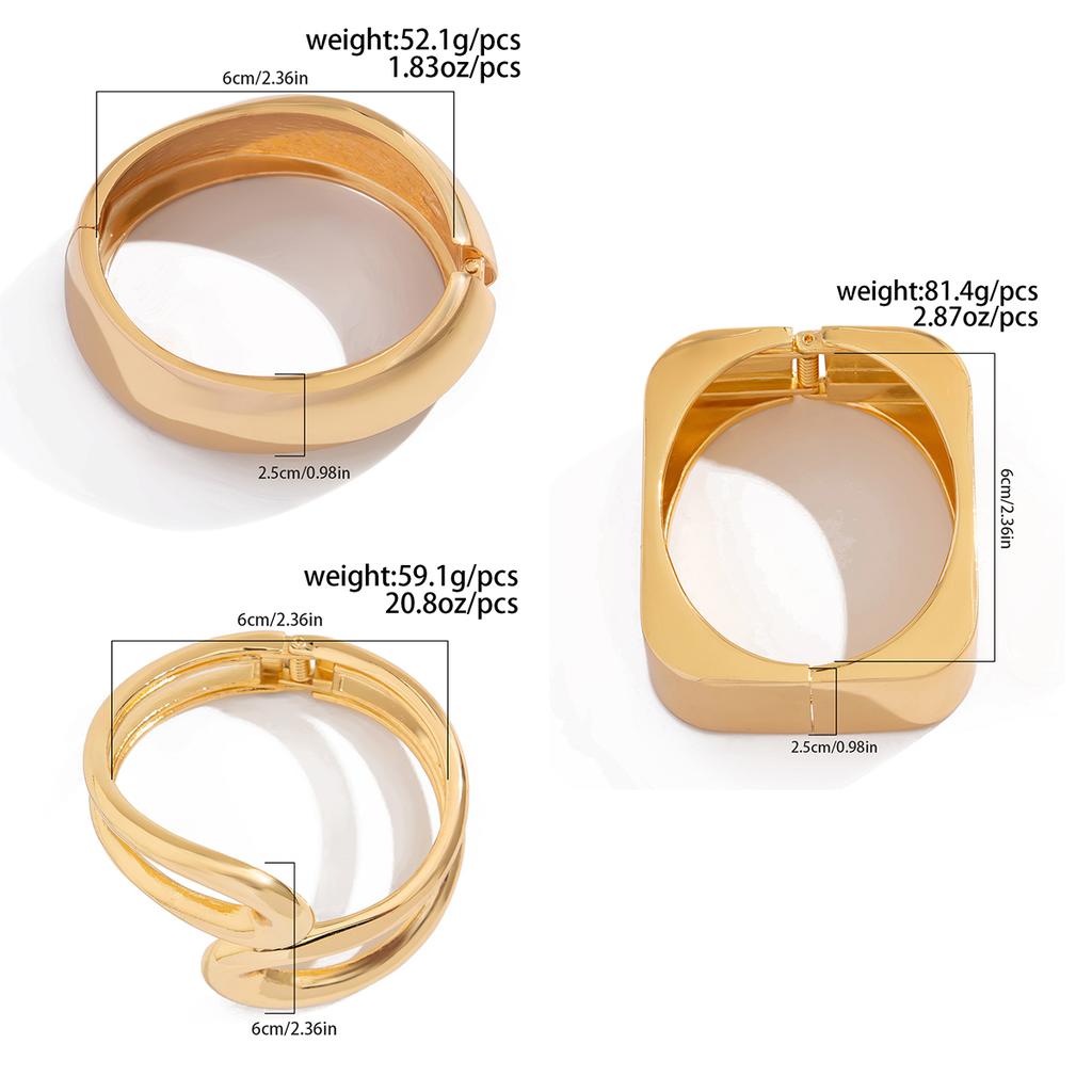 Ingemark Punk Vintage Geometrico Heavy Metal Bracciali a Molla per Donne Hip Hop Colore Oro Braccialetti a Bracciale Aperto Gioielli per Coppia Uomini