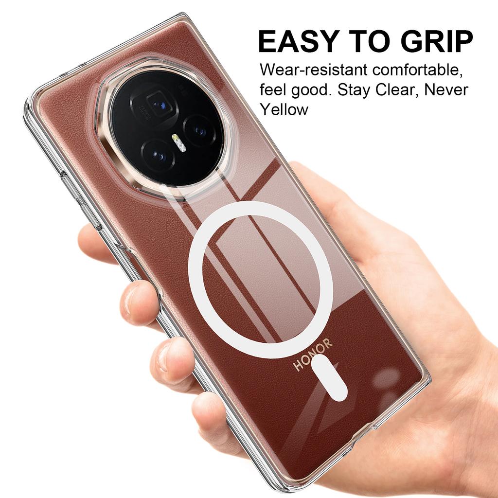 For Honor Magic V3 5G Clear Case TPU+Acrylic Magnetic Phone Cover Compatible with MagSafe