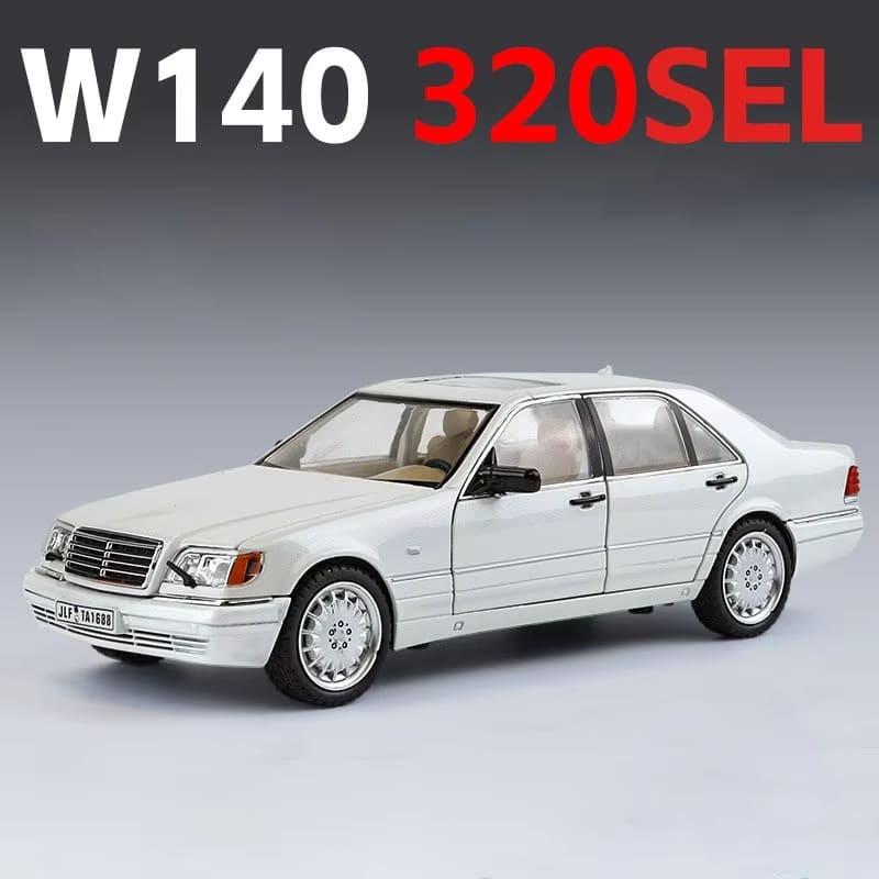1:24 Mercedes-Benz W140 320SEL Klassisk bil Legering Bilmodell Lyd og lys Trekk tilbake Barnelekesamling Trendy ornamenter Gutter Bursdagsgave