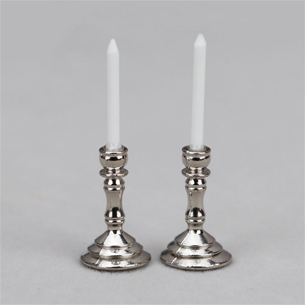 2Pcs Puppenhaus Kerzen Kerzenhalter für Leuchter Möbel Ornamente Kerze Stick Kerzenhalter Home Möbel