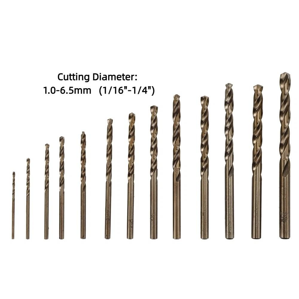 13pcs Straight Shank Twist Drill Bit Set High Speed Steel HSS Drilling Tool For Stainless Steel