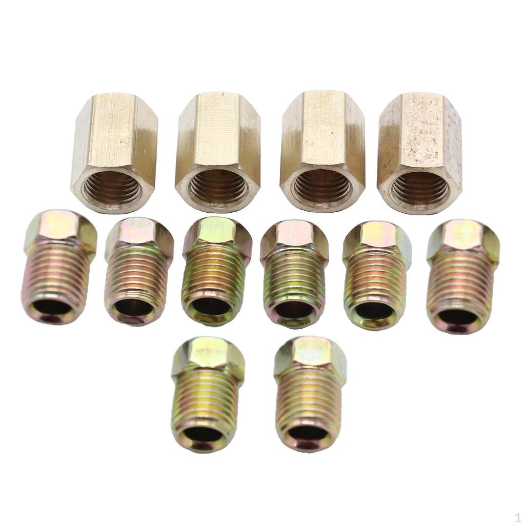 12 Pieces 3/8" - 24 Threads Brake Line Fittings ,Connector Tube Replacement Part for 3/16" 8