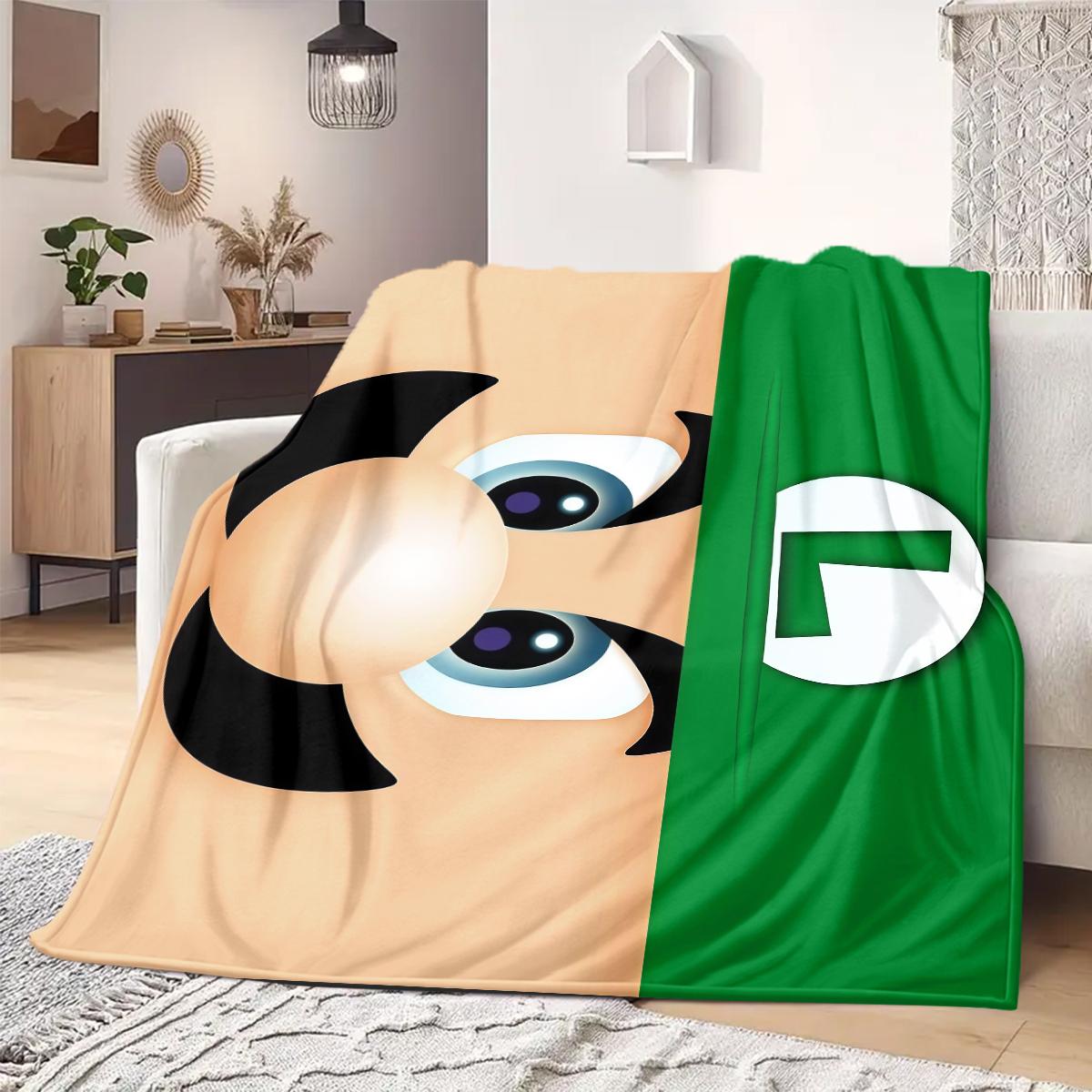 

Mario Anime Print Blanket Warm Comfortable Flannel Blanket Suitable for Bedrooms, Sofas, Beds, Chairs, Picnics, Travel 75x90cm