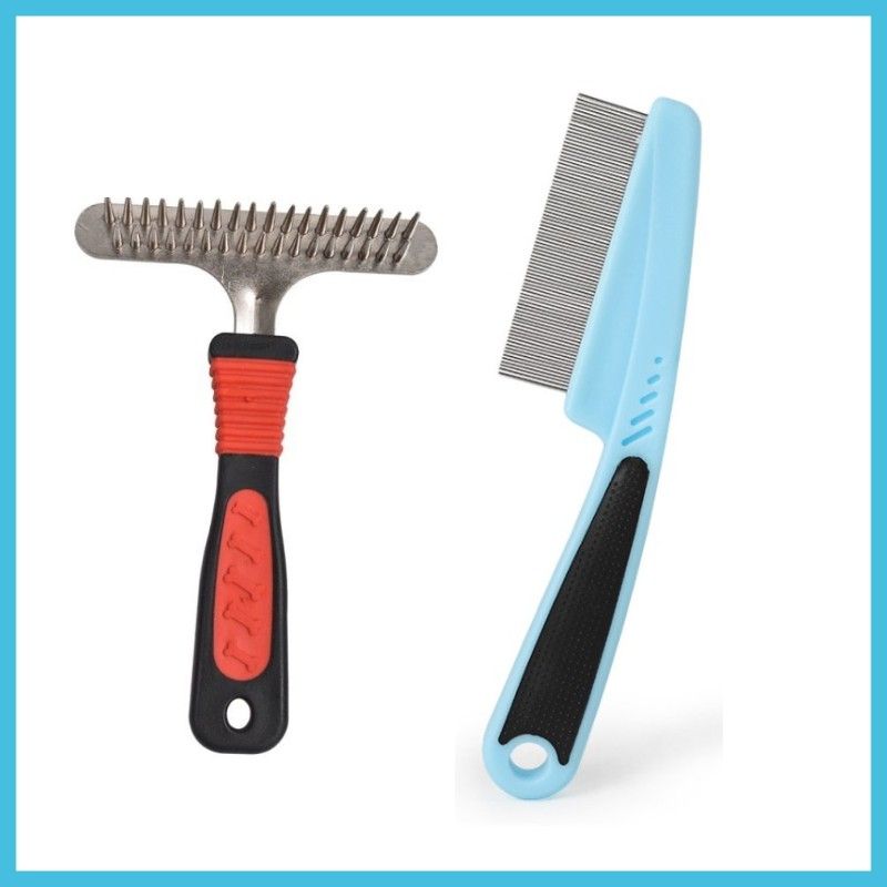 

Чистка шерсти Пара рядов заклепок Стойка Расческа Бордер-колли Золотистый ретривер Щетка для удаления шерсти Бархат Средняя и крупная Длинношерстная собака Специализированный продукт Red and black nail rake comb + flea comb