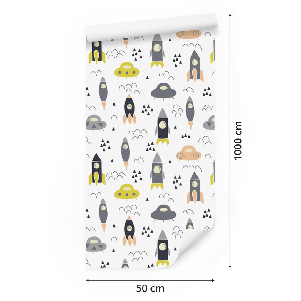 Space Clouds and Rockets Wallpaper for Living Room and Bedroom 50x1000