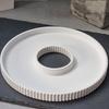 Round Striped Hollow Tray,Plaster Cement Handmade Craft Piece,Container Gift for Home Tabletop Decor, Fruit Plate,Candle Tray