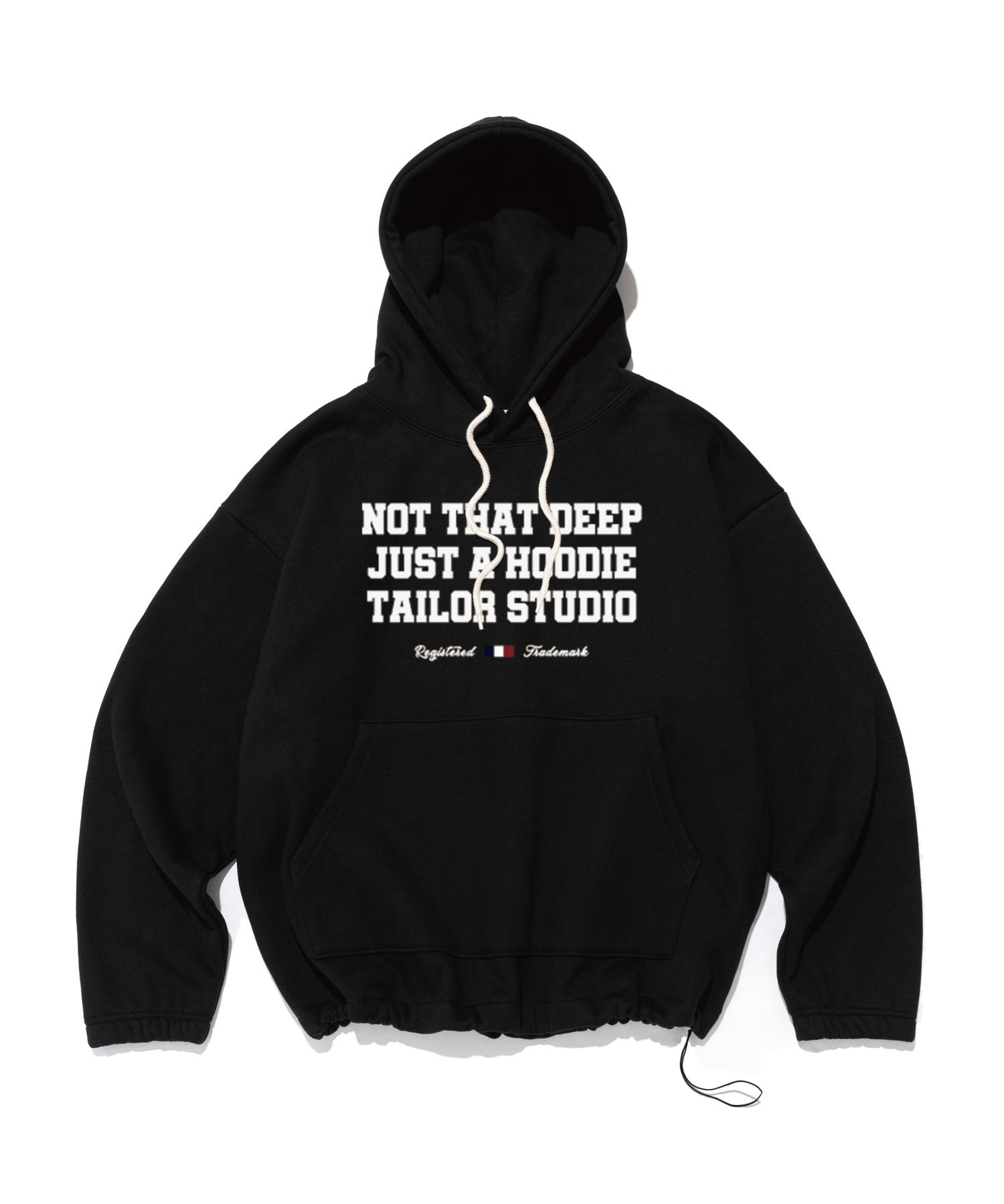 Taylor Studio Wit Slogan String Hoodie (Black) Brushed 01