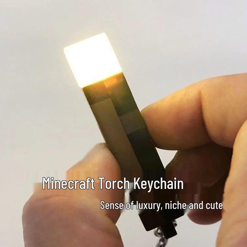 Minecraft Elements 7-Color Torch Light Keychain and Backpack Pendant with Always-On Feature