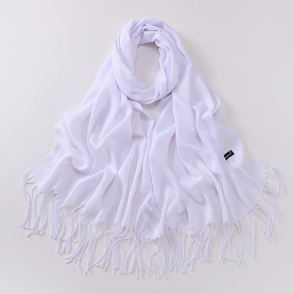 Autumn and Winter Multiple Solid Color Imitation Cashmere Scarves for Women, Single Color Thickened Warm Tassel Shawl Scarf, Scarf in Red