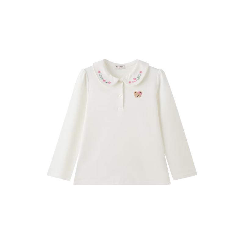 PawinPaw Girls Cartoon Bear Long-Sleeve Lapel Shirt 150