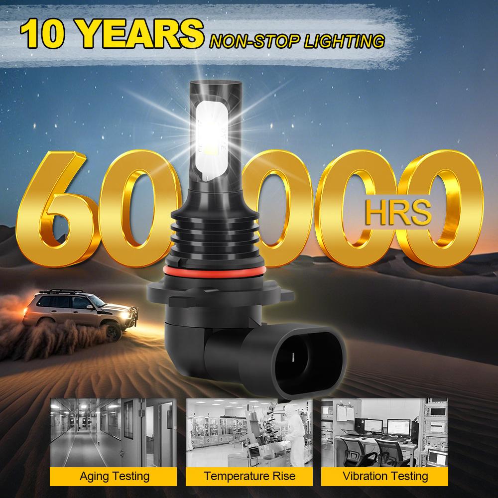 2x 9006 LED Fog Light 6000K Super White 10000LM High Power 120W 3570 CSP Chips LED Fog Lamps