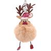 Christmas Deer Keychain Cute Reindeer Pom Pom Keyring Faux Fur Fluffy Plush Ball Charm for Handbag Backpack Purse Accessory