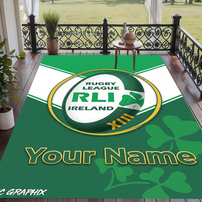 Custom Text Printed Rug Ireland Rugby Non Slip Floor Carpet For Home Room Decor
