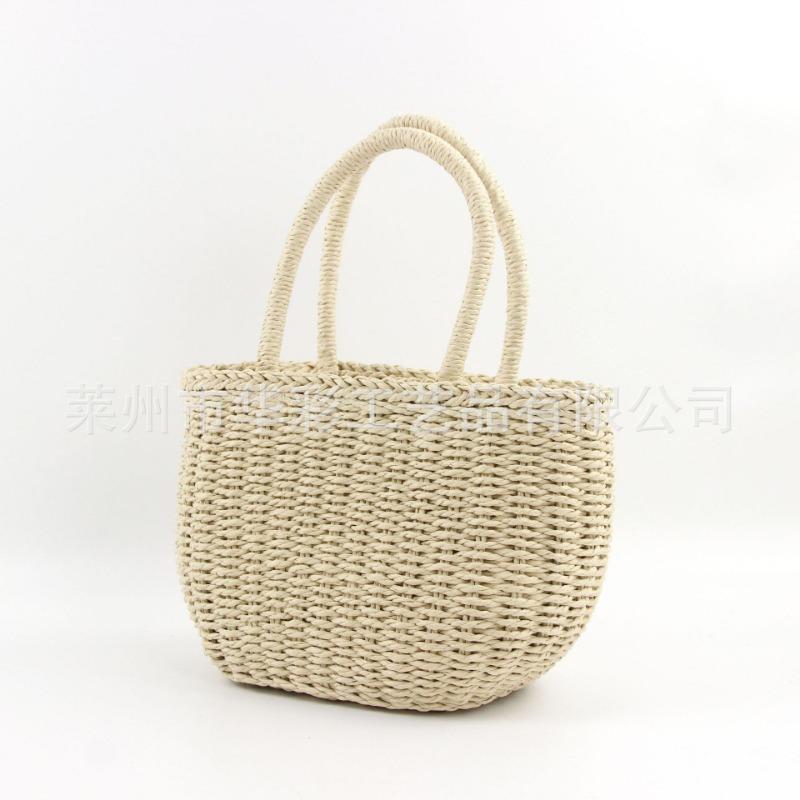 Small Square Bag Handwoven Bag Small Bulging Belly Women's Bag Casual Hand-held Straw Bag Vacation Beach Women's Bag