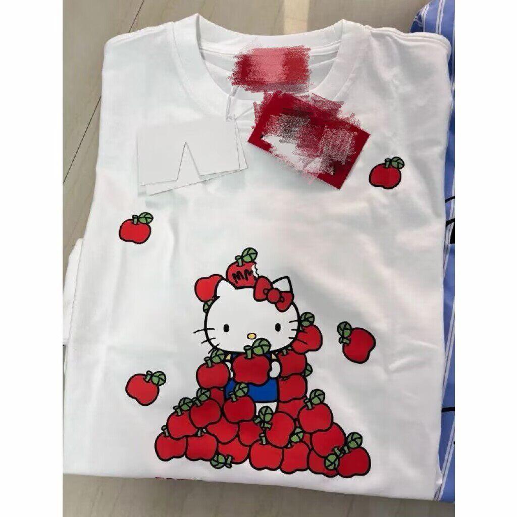 In-stock Cartoon Hellokitty Pure Cotton Printed Short-sleeve T-shirt for Women, Casual Loose Versatile Top