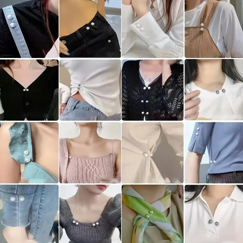 9 pz 3 Colori Anti-Mostra Mollette per Vestiti Bottoni in Vita Spille Decorative Versatili per Camicie Vestiti Camicette Plastica, Spille per Vestiti