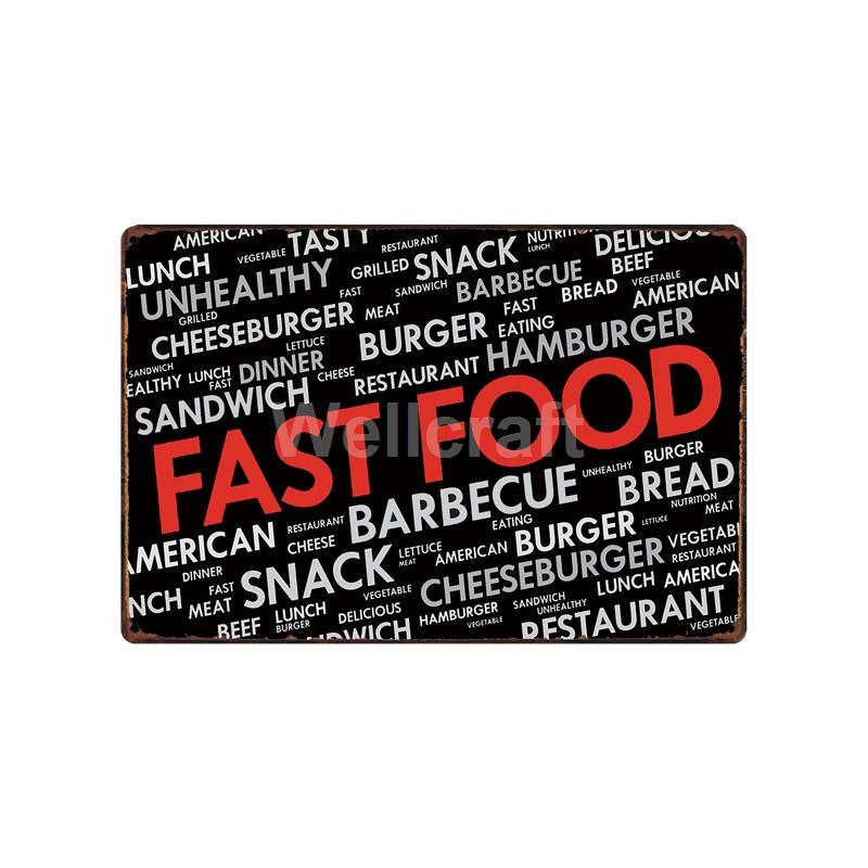 [ WellCraft ] Fast Food Hot Dog Ice Cream Pizza Coffee Metal Sign Wall Plate Pub Bar Vintage Painting Personality Decor LT-1723