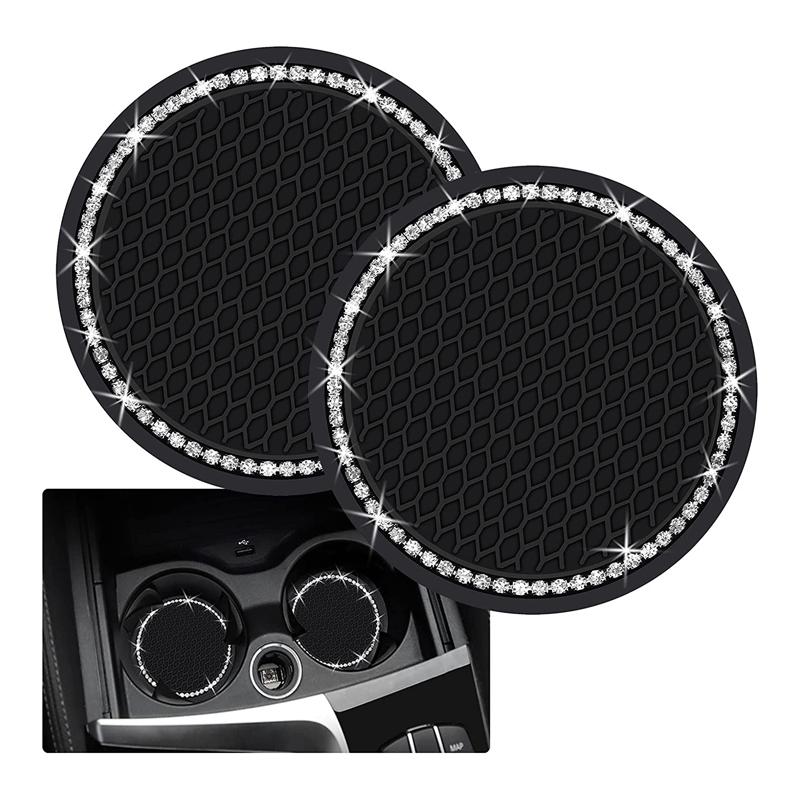 

Car Cup Holder Coaster 2 Pack Universal Anti Slip Cup Holder Insert Coaster Crystal Rhinestone Car Interior