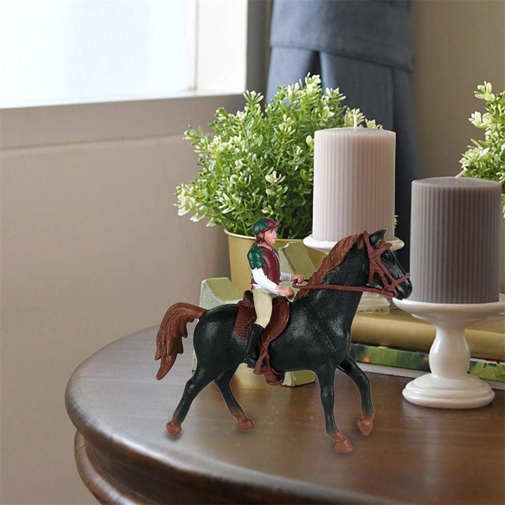 Farm Animal Rider and Horse Figurine Equestrian Rider Farm Animal Model Living Room