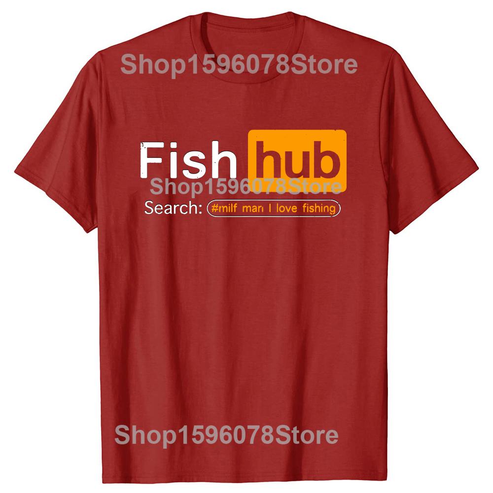 Novelty Fish Hub T Shirts Streetwear Short Sleeve Birthday Gifts Summer Style Funny Fishing Joke MILF Man I Love Fishing T-shirt