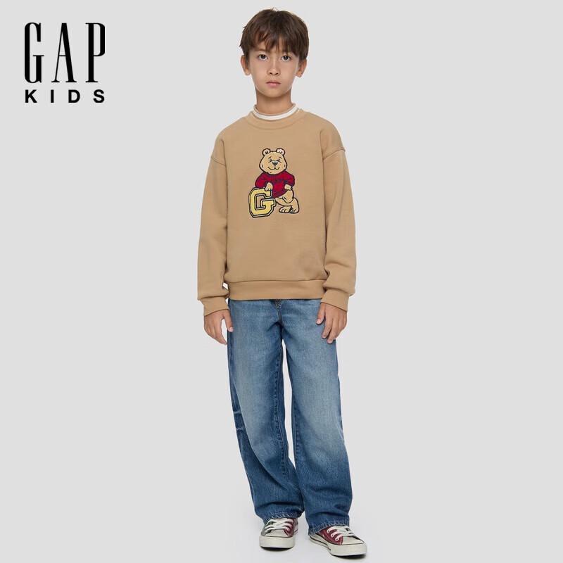 Gap Boys  Fleece Bear Logo Faux Two-Piece Semi-High Neck Sweatshirt 120/60