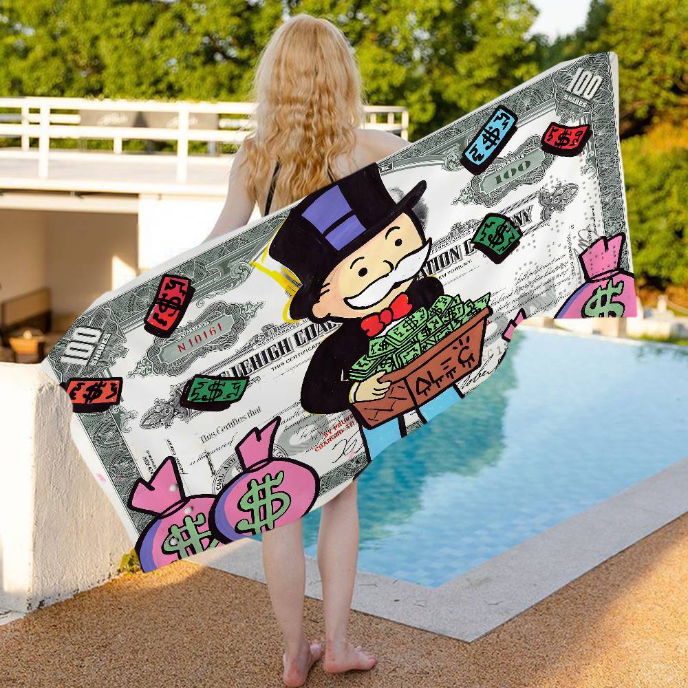 Cartoon Dollar Monopolys Anime Beach Swimming Towel Soft Absorbent Washcloth Children's Gifts for Kids Travel Camping Gym