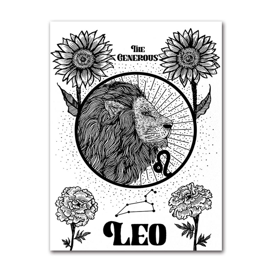 Zodiac Star Sign Wall Art Canvas Painting Astrology Posters Prints Boho Cancer Libra Gemini Constellation Living Room Home Decor