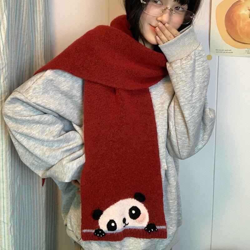 Luochi Cartoon Animal Knit Neck Warmer Scarf - Cozy Autumn Winter Accessory for Students & Couples
