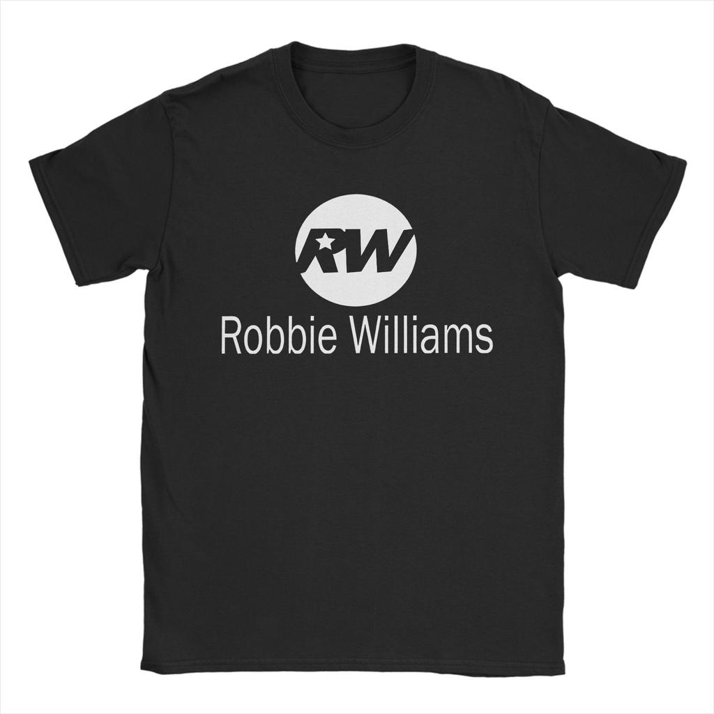 Vintage Robbie Williams Live 2025 Concert T-Shirt Men O Neck Pure Cotton T Shirt RW Singer Short Sleeve Tee Gift Merchandise