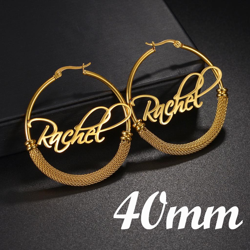 Atoztide Personalized Name Stainless Steel Letter Earrings For Women 3 Color Custom Name Cricle Earrings Weddings Party Jewelry