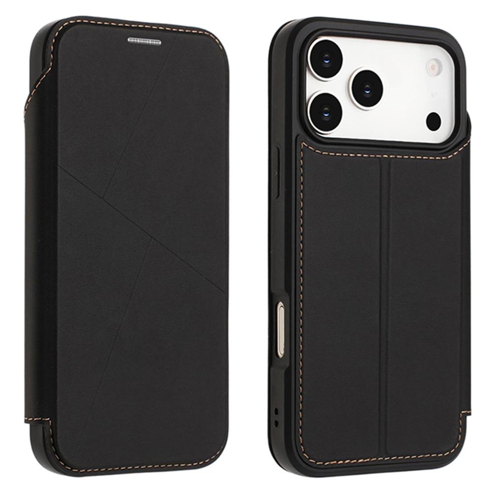 For iPhone 17 Pro Case Magnetic Closure Card Slot Leather Flip Phone Cover