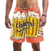 Beer Pattern Beach Shorts For Men Hawaiian Summer Holiday Casual Shorts Street 3d Printed Beer Festival Surfing Board Shorts